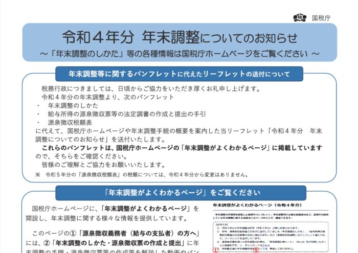 年末調整　令和4年度