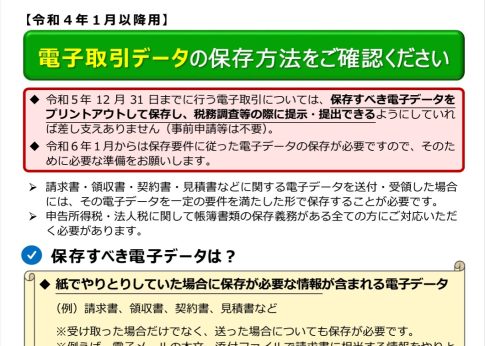 電子帳簿保存法　電子取引　宥恕措置　データ保存
