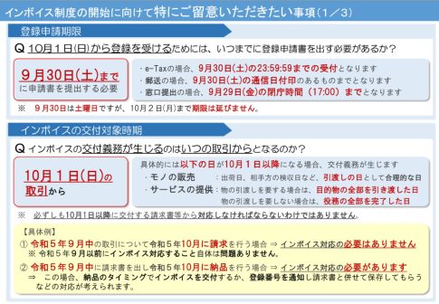 国税庁　制度開始に向けて特にご留意頂きたい事項