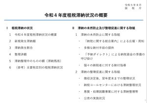 国税庁　令和4年度租税滞納状況の概要