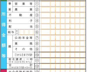 確定申告書　所得金額